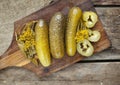 Top view of several pickle cucumbers