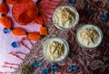 Top view of Seviyan kheer or payasam or sheer khurma served during Diwali,Durga Puja,Navratri,Dussehra,Ramadan and Eid.