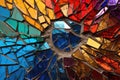 top view of shattered mirror with colorful reflections