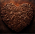 Top view of shining coffee beans near a cork surface, creative digital illustration painting