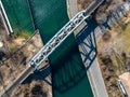 Top view of the Shinnecock Bridge on Long Island, in Hampton Bays on a sunny day