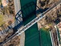 Top view of the Shinnecock Bridge on Long Island, in Hampton Bays on a sunny day