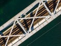 Top view of the Shinnecock Bridge on Long Island, in Hampton Bays on a sunny day