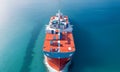 Top view of ship, Transportation by cargo ship, online order tracking, global logistic, sea logistics. Ship, warehouse, cargo, Royalty Free Stock Photo