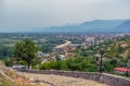 Top view of Shkoder from the old stone road to Rozafa Castle, Albania Royalty Free Stock Photo