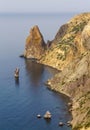 Top view of the shore and cliffs of Cape Fiolent. black sea coast.
