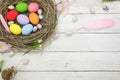 Top view shot of arrangement decoration Happy Easter holiday Royalty Free Stock Photo