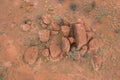 Top view shot of brown rocks in the dessert