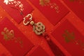 Top view shot of Chinese decorations and lucky charms - concept of Chinese New Year