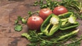 A top view shot of fresh organic vegetables.