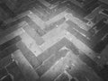 Top view shot of old floor parquets in grayscale with space for text