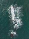 Top view shot of a ship dismantling in the coasts of Kerala, Kollam