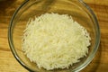 Top view of shredded Asiago cheese