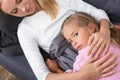 Top of sick woman embracing child Royalty Free Stock Photo