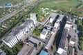 Top view of a silo elevator. Aerophotographing industrial object Royalty Free Stock Photo