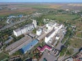 Top view of a silo elevator. Aerophotographing industrial object. Royalty Free Stock Photo