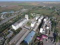 Top view of a silo elevator. Aerophotographing industrial object. Royalty Free Stock Photo