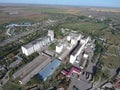 Top view of a silo elevator. Aerophotographing industrial object. Royalty Free Stock Photo