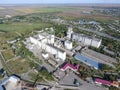 Top view of a silo elevator. Aerophotographing industrial object Royalty Free Stock Photo