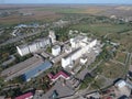 Top view of a silo elevator. Aerophotographing industrial object. Royalty Free Stock Photo