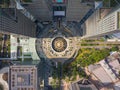 Top view of the Singapore landmark financial business district. Fountain of Wealth at Suntec city in Singapore