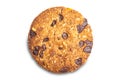 Top view single delicious homemade crunchy oatmeal biscuits with chocolate chips