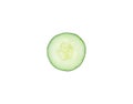 Top view of single fresh cucumber slice isolated on white background Royalty Free Stock Photo