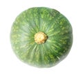 Top view of single fresh kabocha or green Japanese pumpkin isolated on white background with clipping path