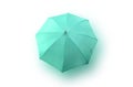 Top view, Single pastel cyan umbrella isolated on white background, stock photo, invesment, business, summer concept Royalty Free Stock Photo