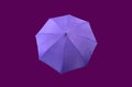 Top view, Single pure violet umbrella isolated on purple background, stock photo, invesment, business, summer concept Royalty Free Stock Photo