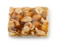 Top view of single turkish delight with nuts