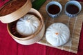 Top View of Siopao in Bamboo Container Royalty Free Stock Photo