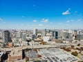 Top view skyscraper buildings in uptown Dallas with colorful aut Royalty Free Stock Photo