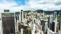 Top View of Skyscrapers in a Big City. Financial and business centers in Hong Kong. Royalty Free Stock Photo