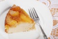 Top view slice of upside down pear cake Royalty Free Stock Photo