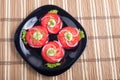 Top view of a sliced red tomatoes slices Royalty Free Stock Photo