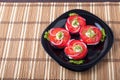 Top view of a sliced red tomatoes slices Royalty Free Stock Photo