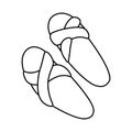 Top view slipper, shoes. Balneo, spa, hotel - home slippers. Domestic Slippers. Vector illustration in doodle style isolated on