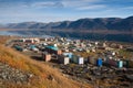 Top view of the small arctic port town of Egvekinot Royalty Free Stock Photo