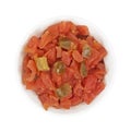 Peppers with diced tomatoes in bowl