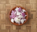 Chopped red onions in a small bowl Royalty Free Stock Photo