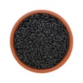 Black rice in a small bowl on a white background Royalty Free Stock Photo