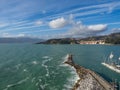 Top view of small city Lerici on Ligurian coast, Italy, in province of La Spezia. Panoramic view of Italian town Lerici. A lot of