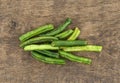 Dried and salted green beans on a board