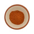 Small bowl of taco seasoning on a white background