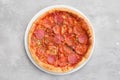 Top view of small size pizza pepperoni Royalty Free Stock Photo