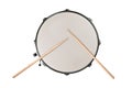 top view of a snaredrum and two drumsticks Royalty Free Stock Photo