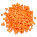 Top view of soaked red lentils texture isolated on white background Royalty Free Stock Photo