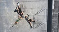 Top view, soccer ball and friends relax on rooftop together after practice. Football, sports team and man, women and