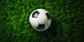 Top View of Soccer Ball on Grass Field. Close up of Soccer Ball on Green Grass Background. Generative AI Royalty Free Stock Photo